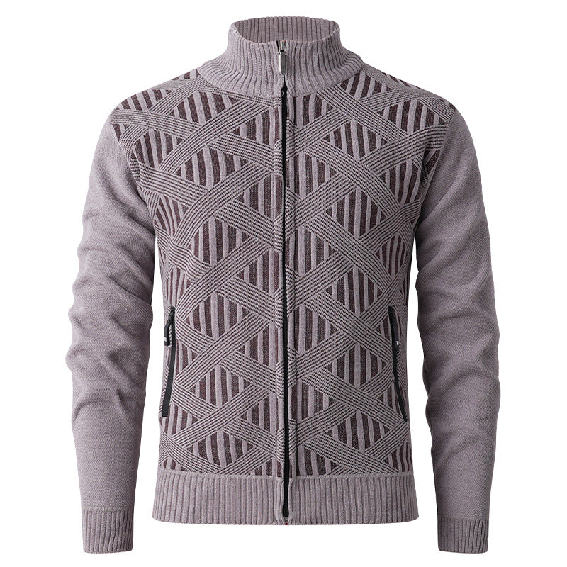 Herren Strickjacke mit modernem Reißverschluss und strukturiertem Design Echoarchiv