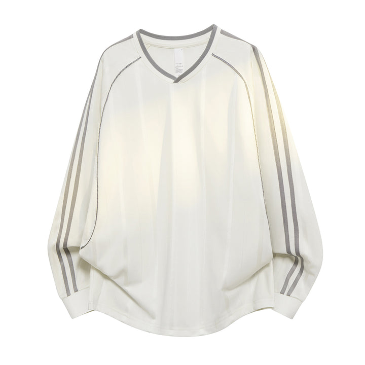 Damen Weites V-Ausschnitt Oversize-Sportshirt mit Raglanärmeln und Kontraststreifen Echo Archiv