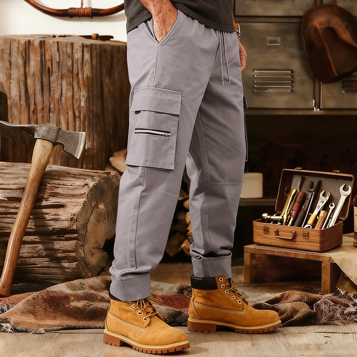 Herren Cargo-Jogginghose mit Multifunktionalen Reißverschluss-Taschen & Elastischem Bündchen – Bravaro