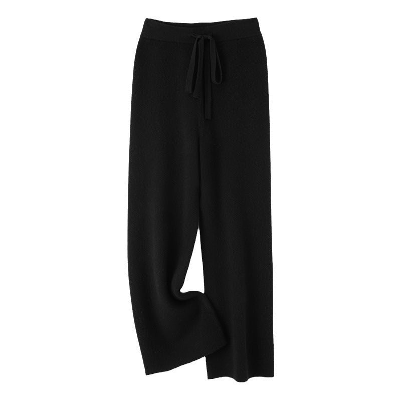 Damen weite Strickhose mit Tunnelzugbund und kaschmirähnlicher Haptik Echoarchiv