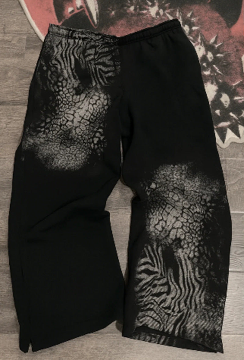 Damen nan lockere Sweathose mit asymmetrischem Animal-Print, elastischem Komfortbund und geradem Bein Echo Archiv