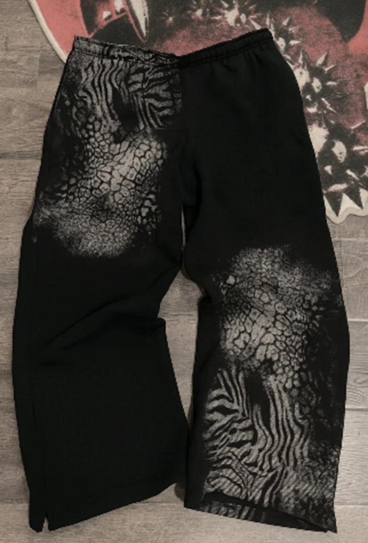 Damen nan lockere Sweathose mit asymmetrischem Animal-Print, elastischem Komfortbund und geradem Bein Echo Archiv