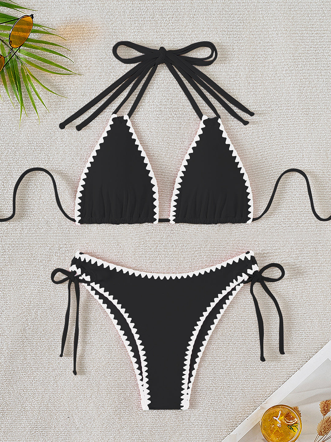 Damen Triangel-Bikini mit verspielten Kontrastnähten Echo Archiv