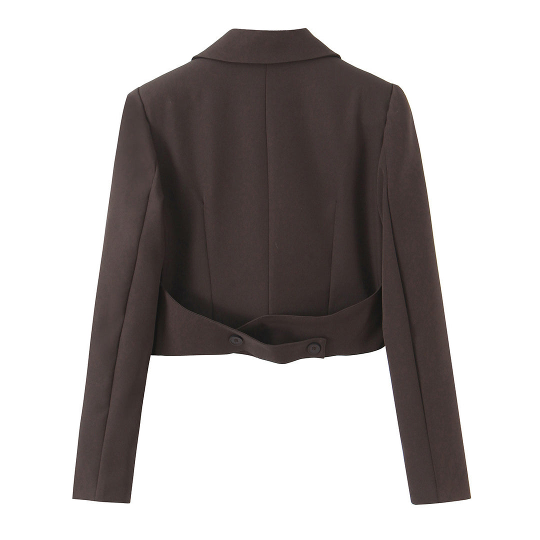 Damen Cropped-Blazer mit Doppelknopf, tailliertem Schnitt und schmalem Revers Echo Archiv