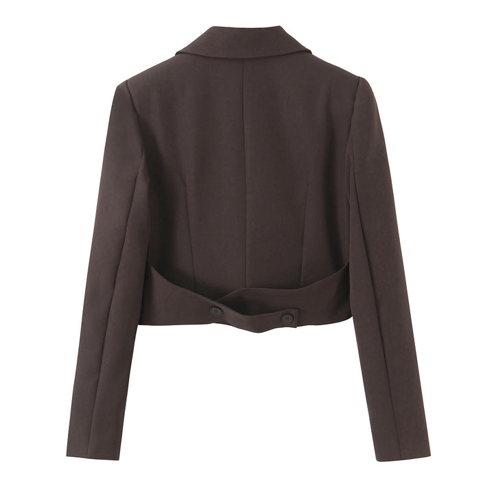 Damen Cropped-Blazer mit Doppelknopf, tailliertem Schnitt und schmalem Revers Echo Archiv