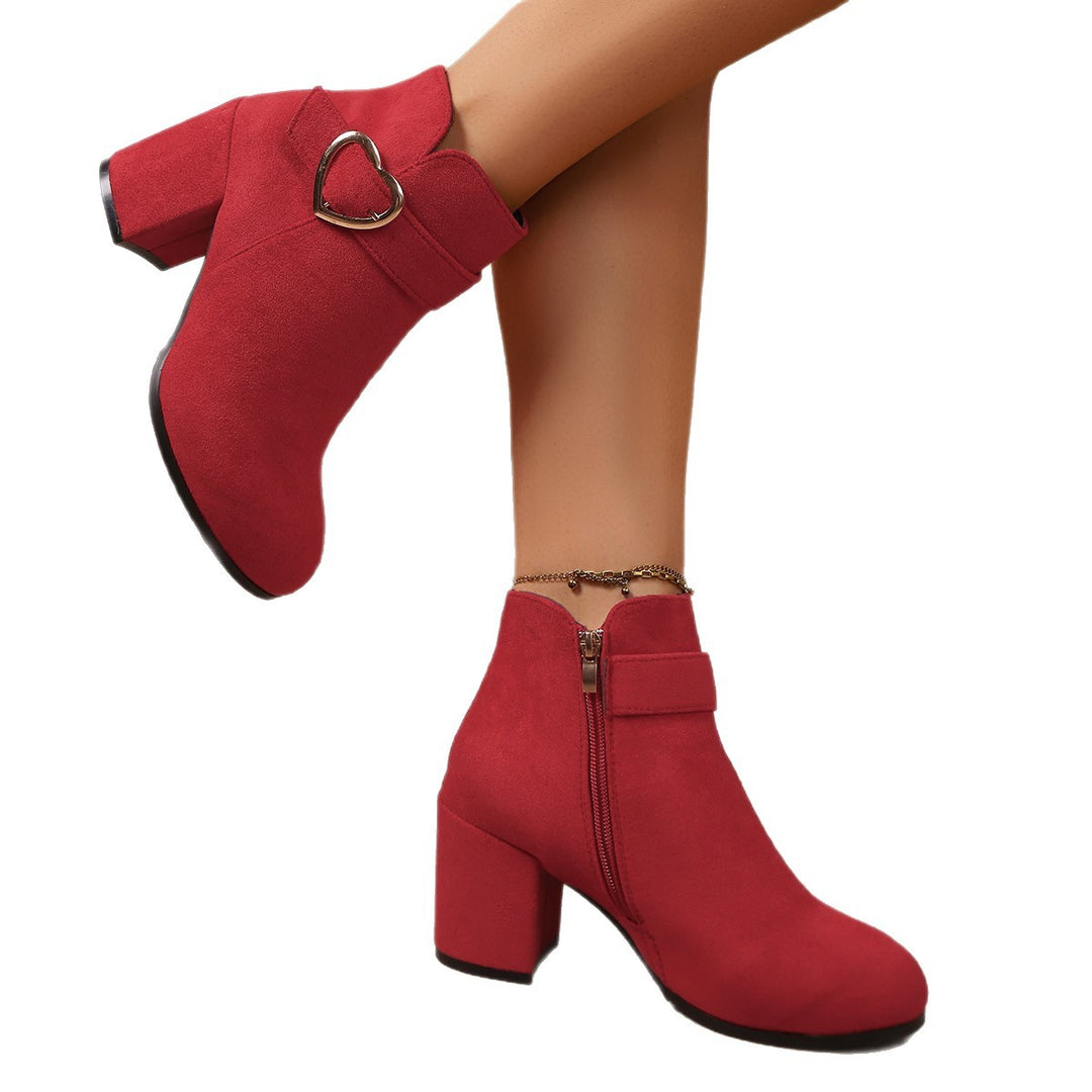 Damen Ankle‑Boots mit Blockabsatz und Herzschnalle Echoarchiv