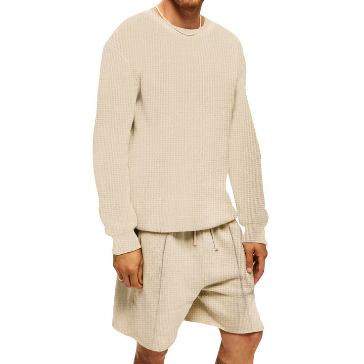 Herren lässiges Freizeit-Set mit strukturiertem Oberteil und komfortablen Shorts Echoarchiv