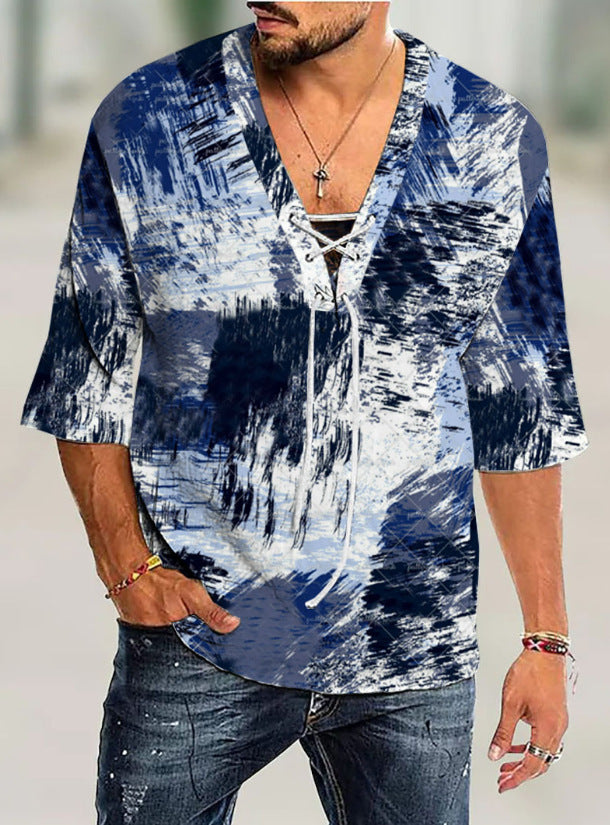 Herren grafisches Shirt mit modernem Schnürdesign Echoarchiv