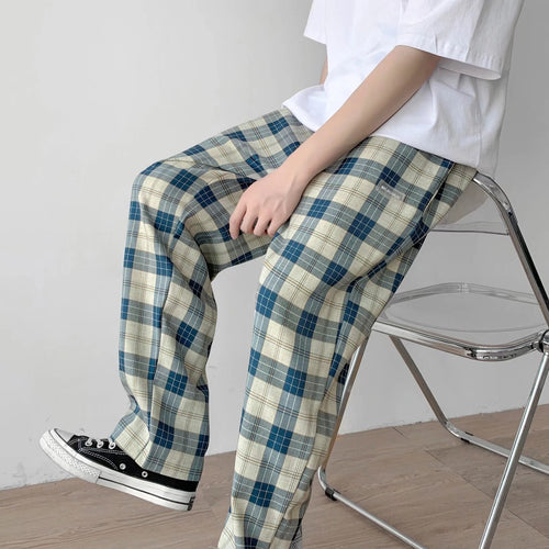 Herren Karierte Relaxed-Fit Hose mit Kordelzug und geradem Bein Echoarchiv