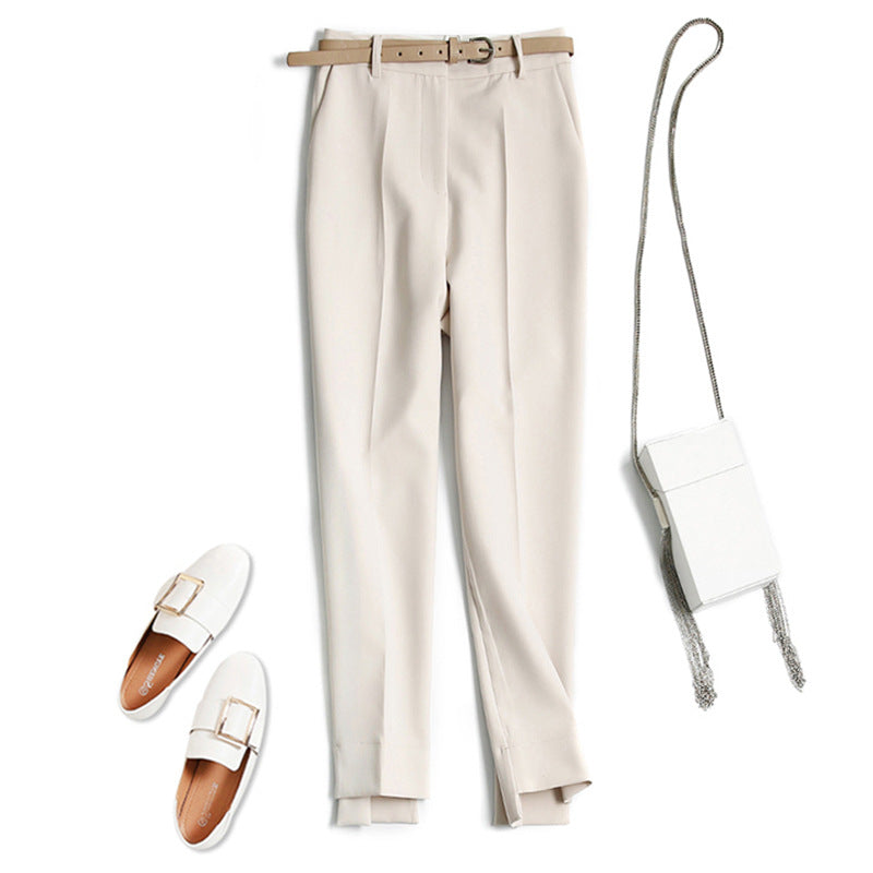 Damen Elegante und bequeme Hochtaillierte Anzughose mit Gürtel Echoarchiv