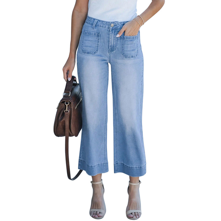 Damen Hochtaillierte Culotte-Jeans mit weitem Bein und aufgesetzten Vordertaschen Echo Archiv
