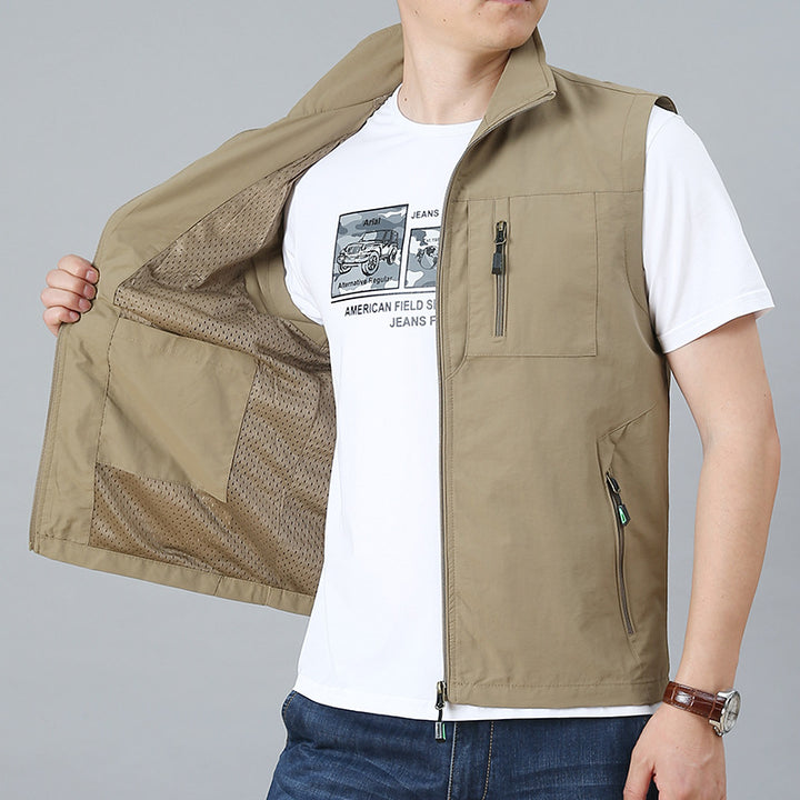 Herren nan ultraleichte technische Outdoorweste mit wasserabweisendem Ripstop, Stehkragen und mehrfachen Reißverschlusstaschen Echo Archiv