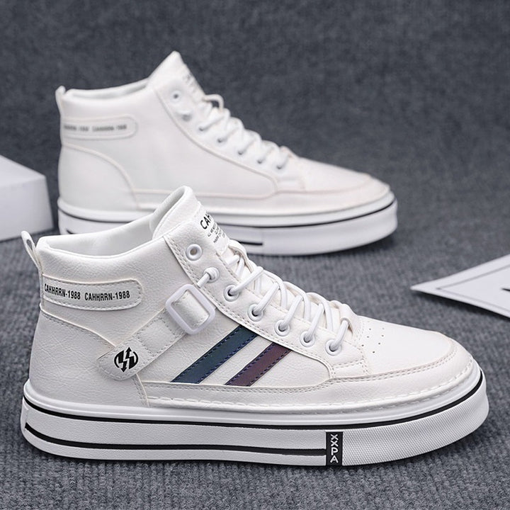 Unisex Mid-Top Street-Sneaker mit verstärkter Cupsohle, dekorativem Gurt und gepolstertem Knöchelkragen – Norré
