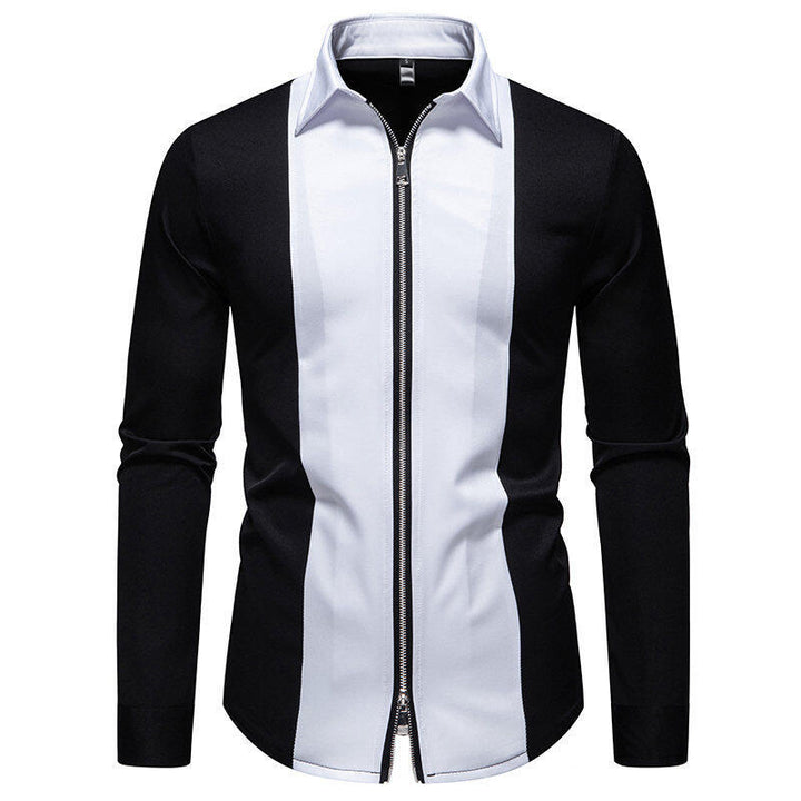 Herren Sportliches Langarmshirt mit modernem Reißverschluss und kontrastierenden Farben Echoarchiv