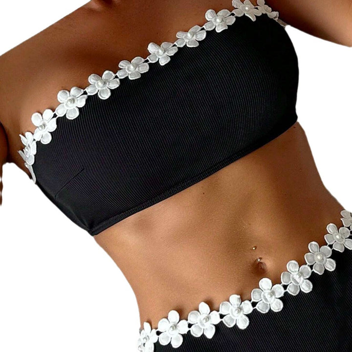 Damen Bandeau-Bikini mit floralen Akzenten Echo Archiv