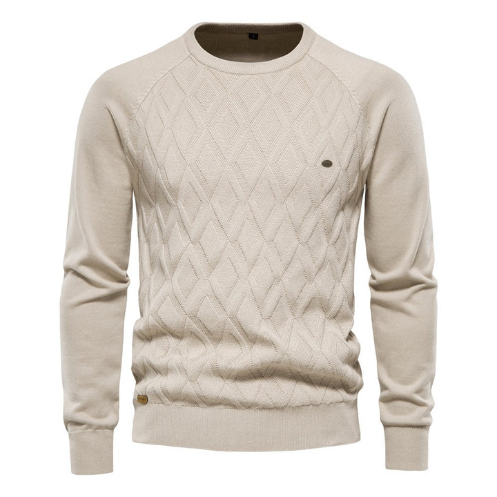 Herren Strickpullover mit strukturierter Rautenmuster-Optik und modischem Rundhalsausschnitt Echoarchiv
