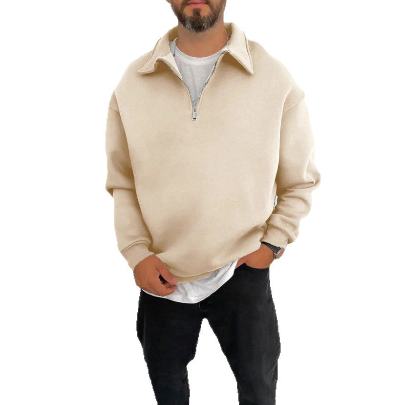 Herren Oversize Halbzip-Sweatshirt mit aufgestelltem Kragen – Cavarno