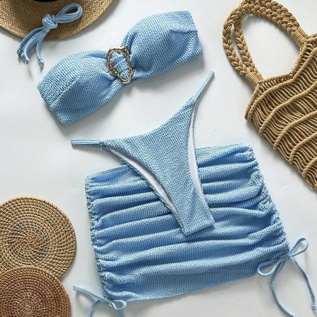 Damen Bandeau-Bikini mit herausragendem Ringdesign und seitlichen Raffung Echo Archiv