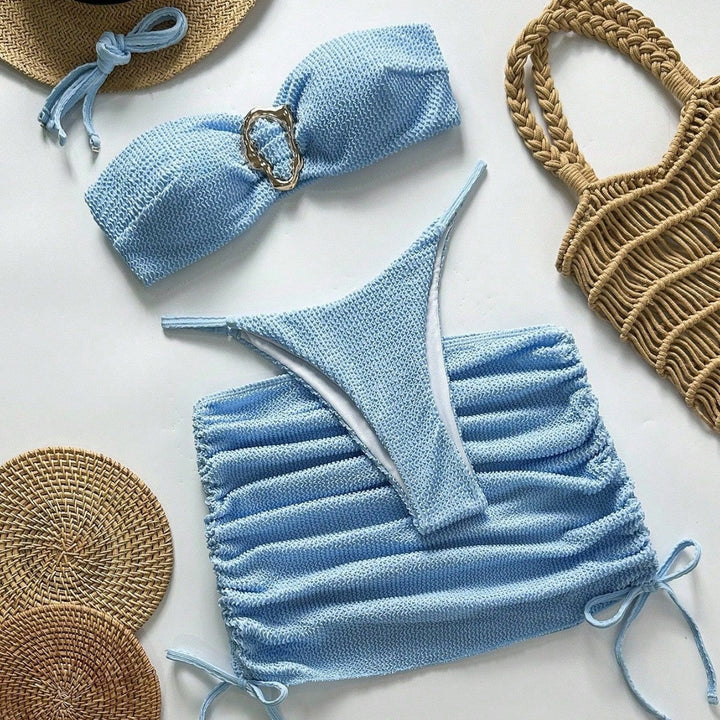 Damen Bandeau-Bikini mit herausragendem Ringdesign und seitlichen Raffung Echo Archiv