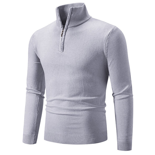 Herren Stehkragen Pullover mit Reißverschluss und feinem Strickmuster Echoarchiv