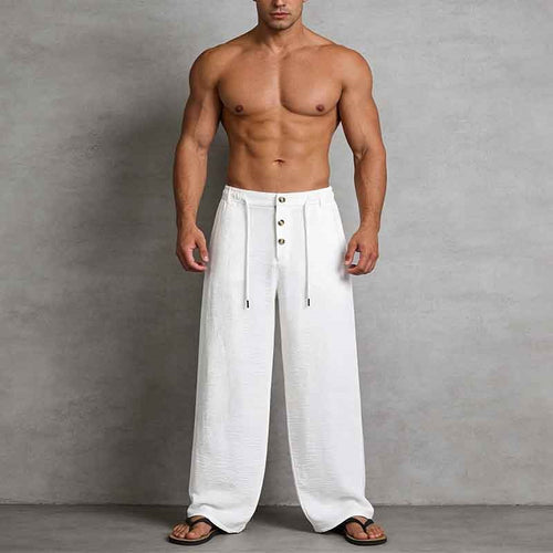 Herren Lässige Leinen-Shorts mit elastischem Bund und praktischem Kordelzug Echo Archiv