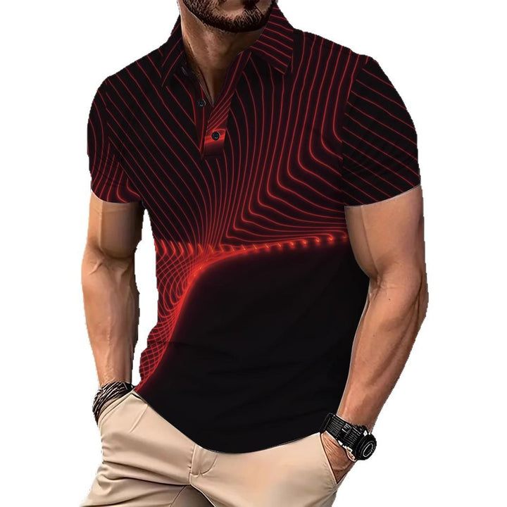 Herren Poloshirt mit dynamischem Wellenmuster und atmungsaktiven Eigenschaften Echoarchiv