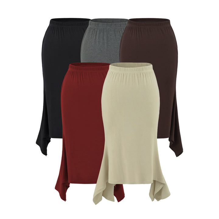 Damen Asymmetrischer Jersey-Midirock mit elastischem Bund und Zipfelsaum Echoarchiv