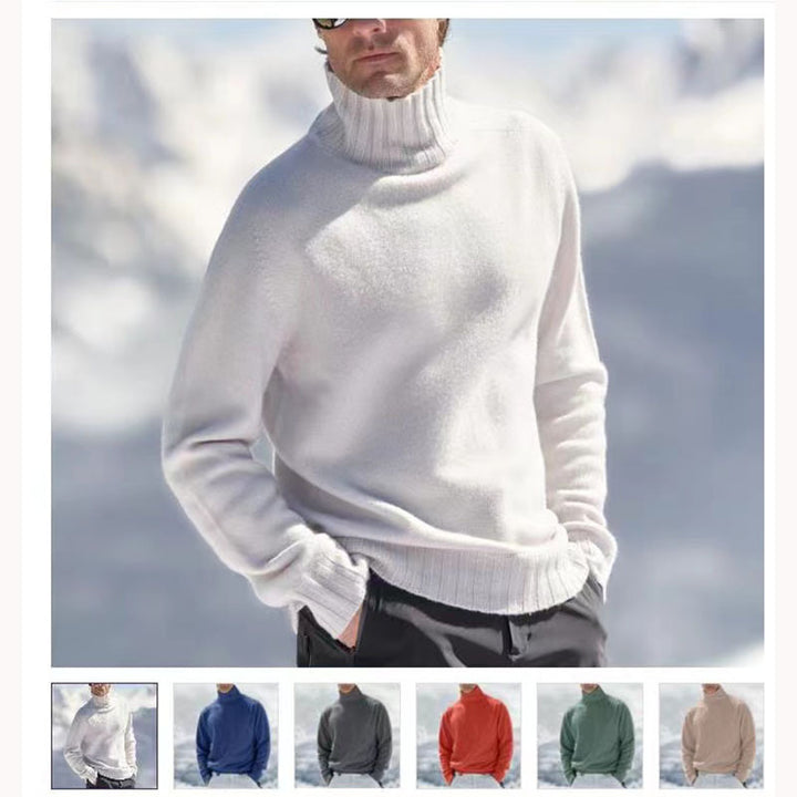 Herren Rollkragenpullover aus hochwertiger Wolle mit strukturierten Details Echoarchiv