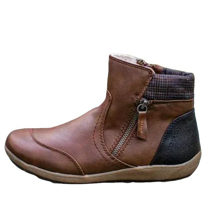 Damen nan lederoptik gefütterte Stiefelette mit seitlichem Reißverschluss und rutschfester Laufsohle Echo Archiv