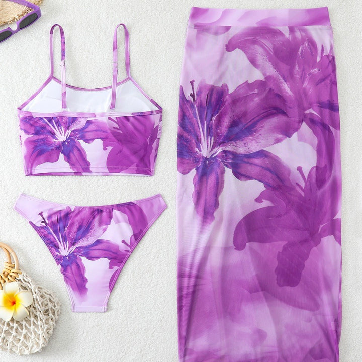 Damen Bikini-Set mit floralem Balconette-Oberteil und transparentem Wickelrock Echo Archiv