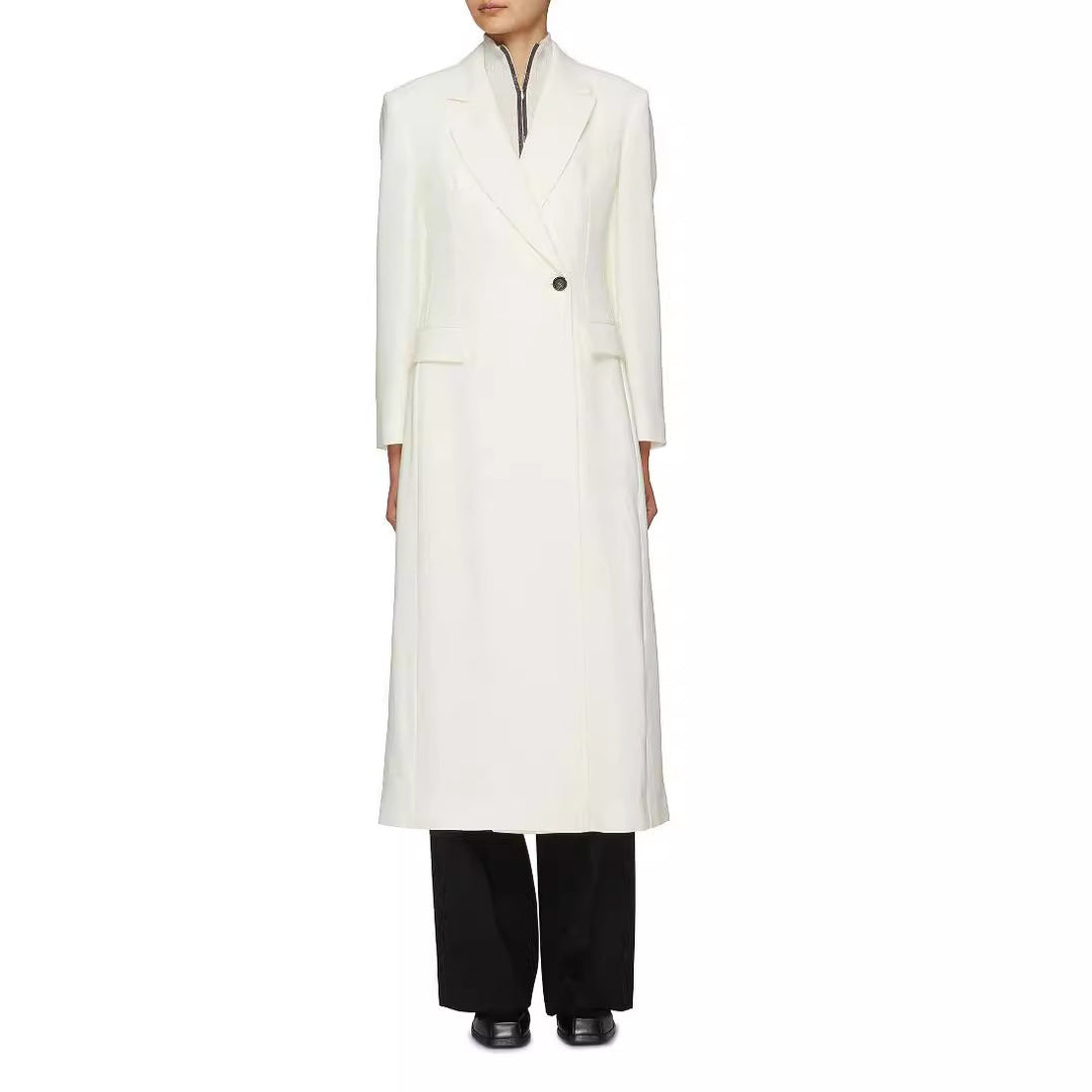 Damen Bodenlanger Schnittblazer-Mantel mit strukturierter Tailoring‑Silhouette Echoarchiv