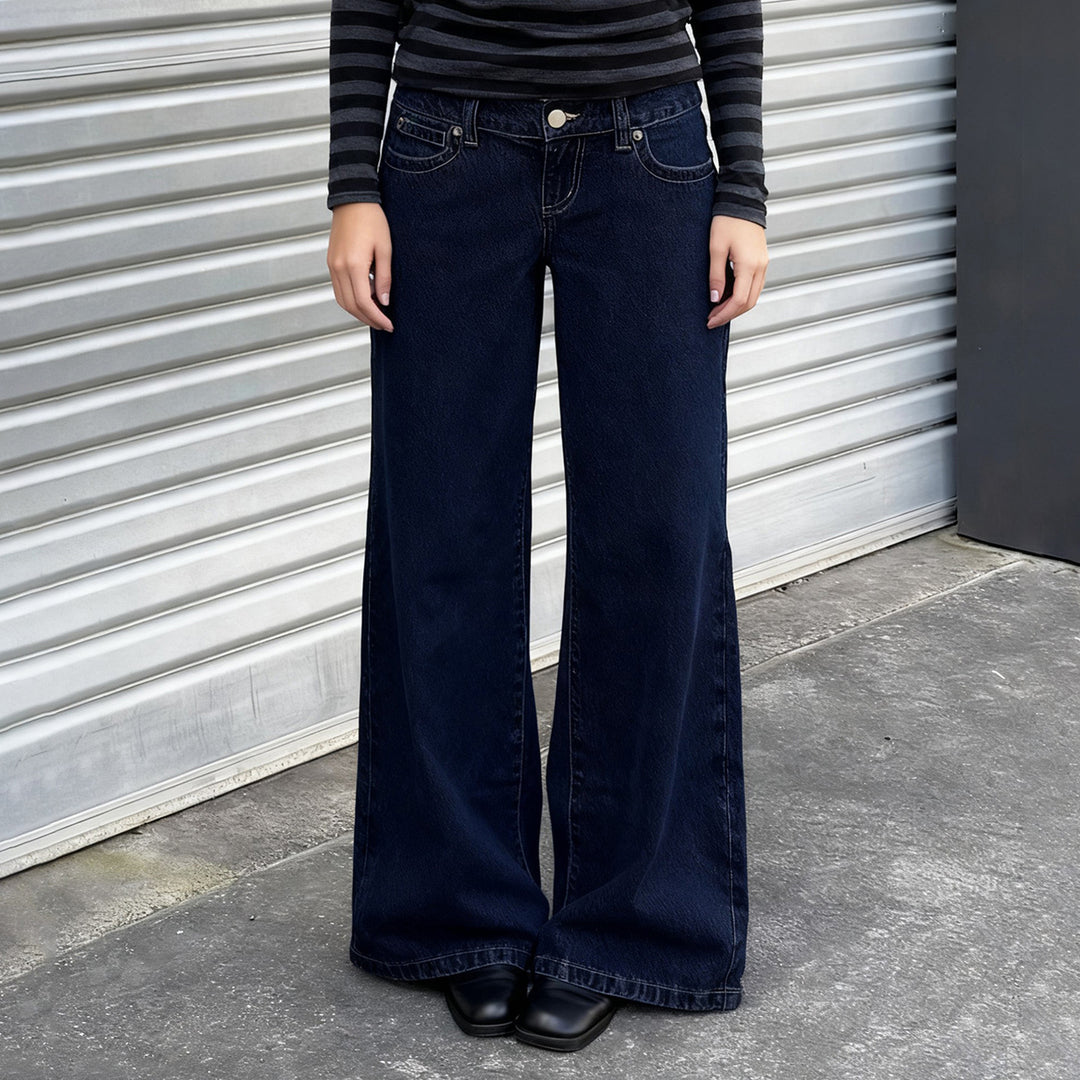 Damen Weite High‑Waist Five‑Pocket Denim-Jeans mit ausgestelltem Bein Echo Archiv