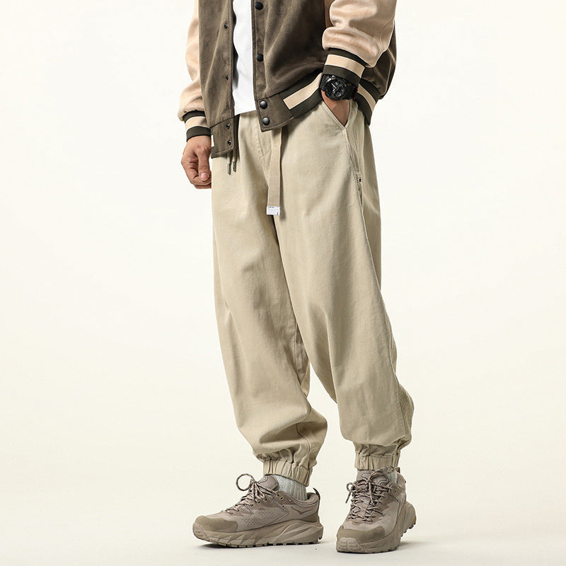 Herren Baggy‑Sweatstyle Cargohose aus schwerer Baumwolle mit elastischem Knöchelabschluss und Utility‑Schlaufen Echo Archiv
