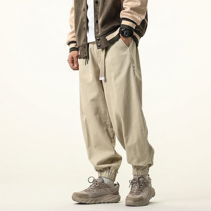 Herren Baggy‑Sweatstyle Cargohose aus schwerer Baumwolle mit elastischem Knöchelabschluss und Utility‑Schlaufen Echo Archiv
