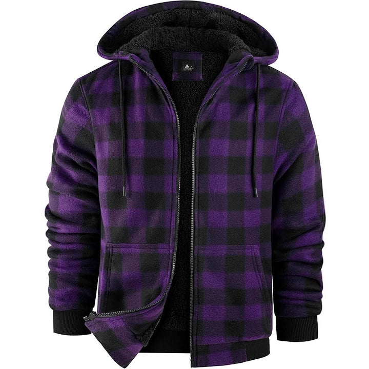 Herren Fleecejacke mit modernem Karomuster und kuscheligem Innenfutter Echoarchiv