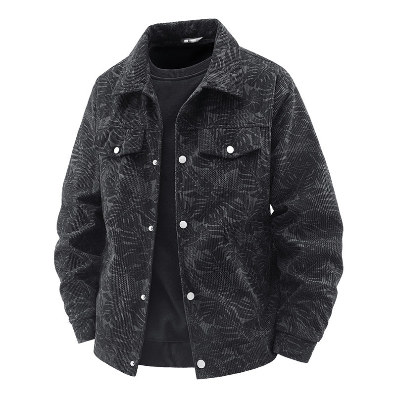 Herren Modische Cordjacke mit einzigartigem Jacquard-Muster Echo Archiv
