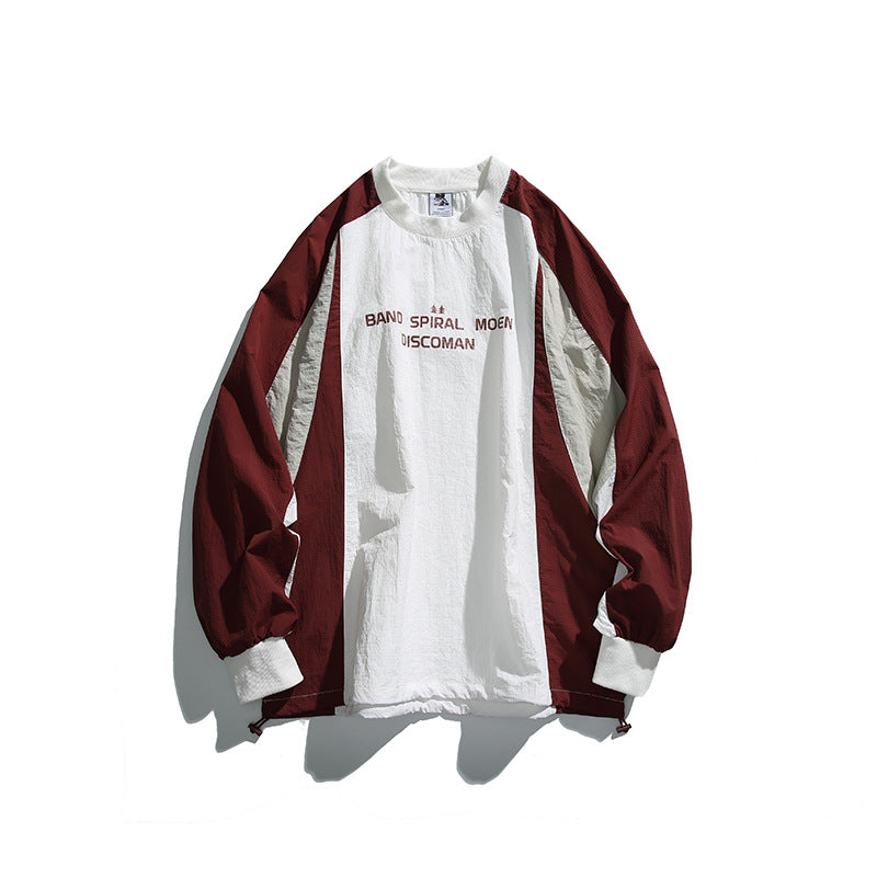 Unisex Weitgeschnittenes Colorblock-Langarmshirt aus leichter Nylon-Mischung mit Raglanärmeln und Brustprint Echo Archiv
