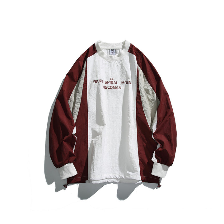 Unisex Weitgeschnittenes Colorblock-Langarmshirt aus leichter Nylon-Mischung mit Raglanärmeln und Brustprint Echo Archiv