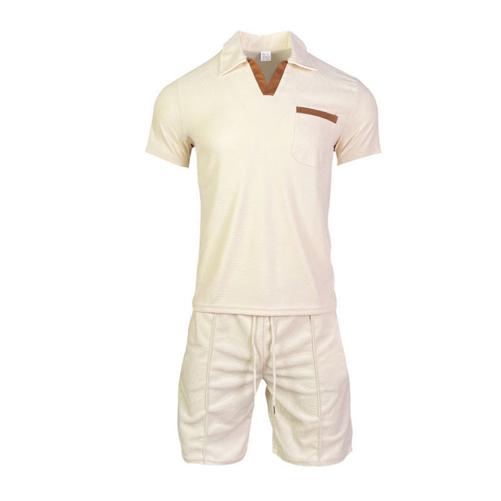Herren sportliches Kurzarm-T-Shirt mit praktischer Brusttasche und bequemen Shorts Echoarchiv