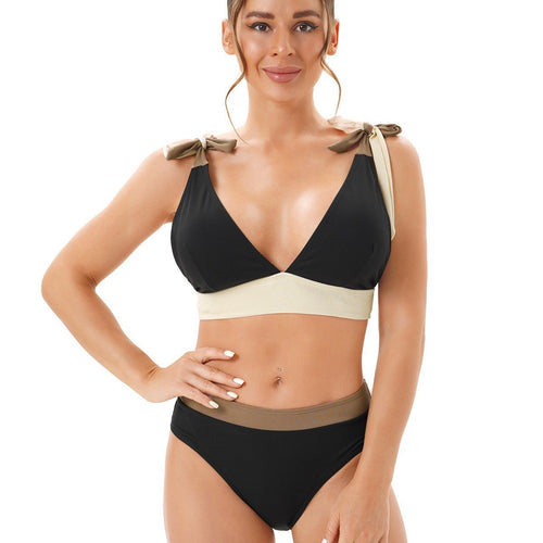 Damen Bikini-Set mit tiefem V-Ausschnitt und verstellbaren Trägerschleifen Echo Archiv