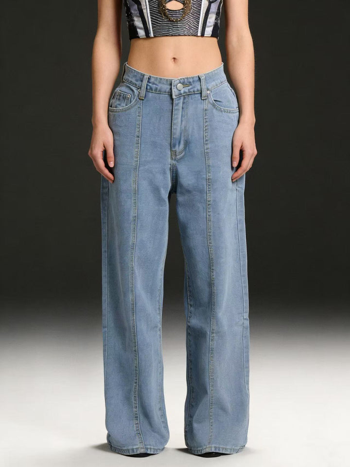 Damen Hoch taillierte weite Jeans mit raffinierten Nahtdetails Echo Archiv