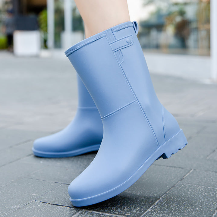Damen Mittelhohe nahtlose Regenstiefelette aus flexiblem Vollgummi mit griffiger Profilsohle Echoarhiv – Lioré