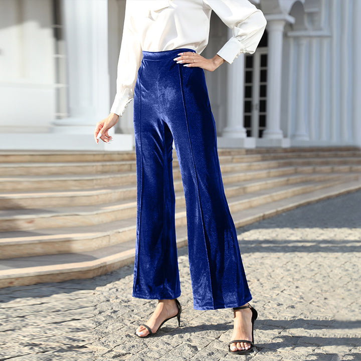 Damen Hochtaillierte Samtweite Hosen Echoarchiv