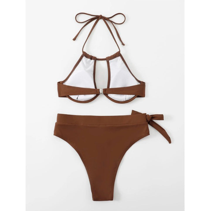 Damen Triangel-Bikini mit hohem Bund und modischem Knopfverschluss Echo Archiv