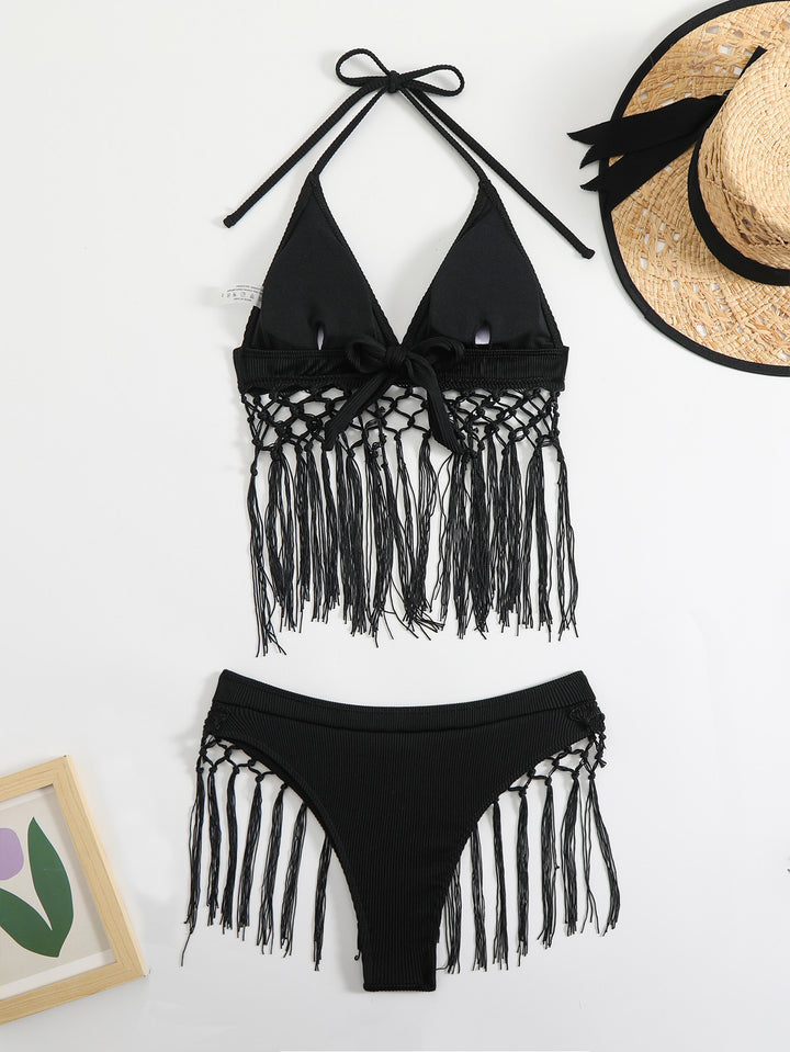 Damen Freizeitsommer-Bikini mit modischen Fransen Echo Archiv