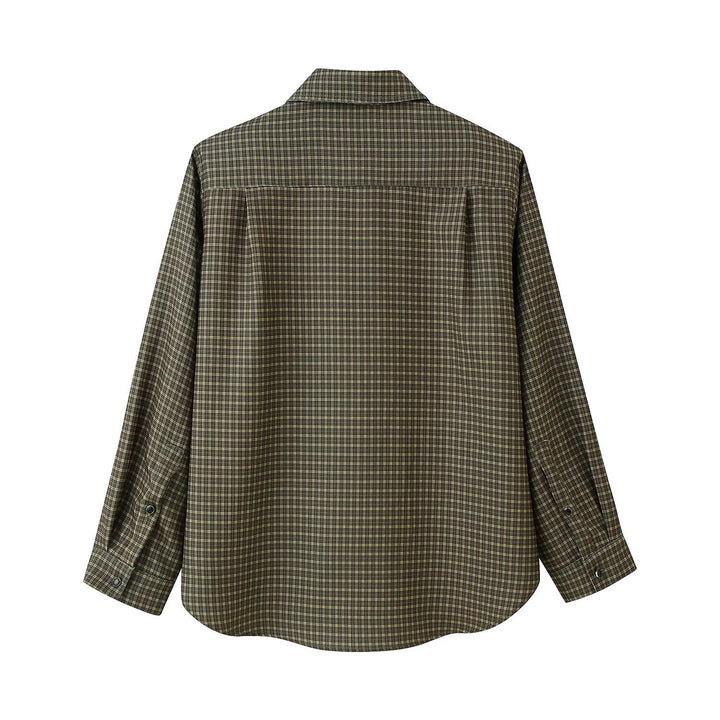 Damen Oversize-Karo-Hemd mit Brusttasche und abgerundetem Saum Echo Archiv