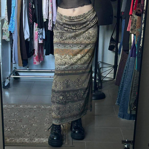 Damen Maxi-Rock mit floralen Mustern und eleganter Spitzenbordüre Echo Archiv