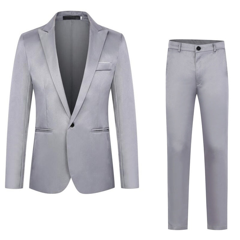 Herren nan tailliertes Anzugset aus feinem Satin mit schlanker Silhouette und Ein-Knopf-Sakko Echo Archiv