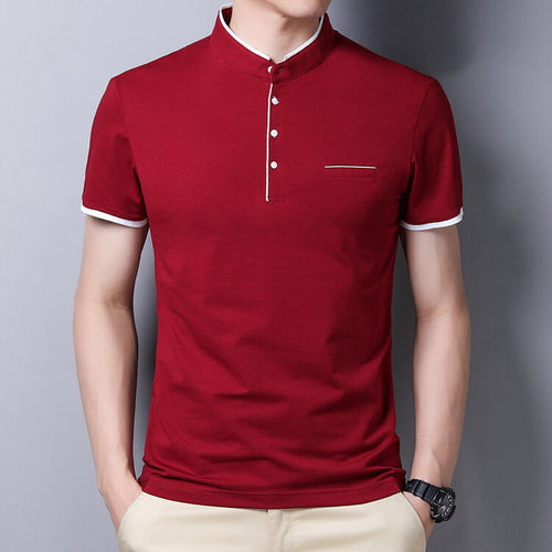 Herren Poloshirt mit modernem Stehkragen und feinen Kontrastdetails Echoarchiv