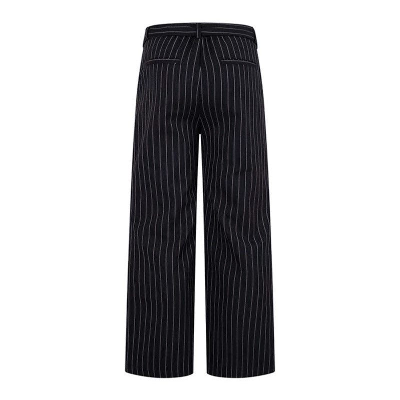 Damen Weite Leinen-Mix Culotte-Hose mit Hochbund und D-Ring-Gürtel Echoarchiv